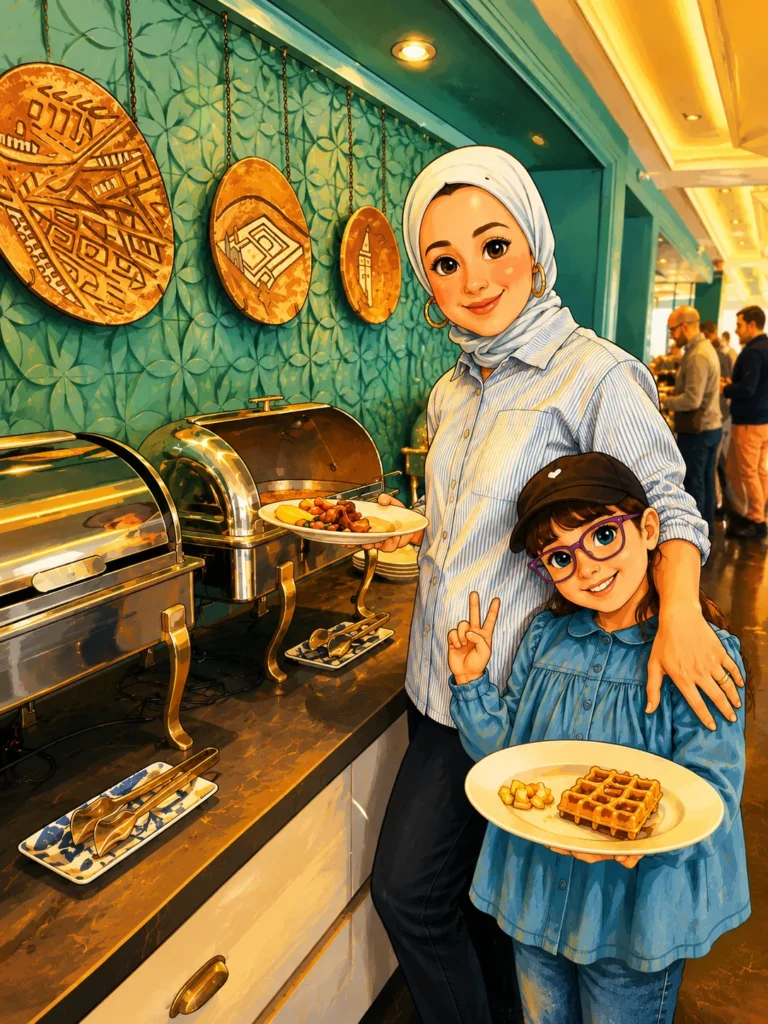 Olive kahvaltı büfesi illüstrasyonu